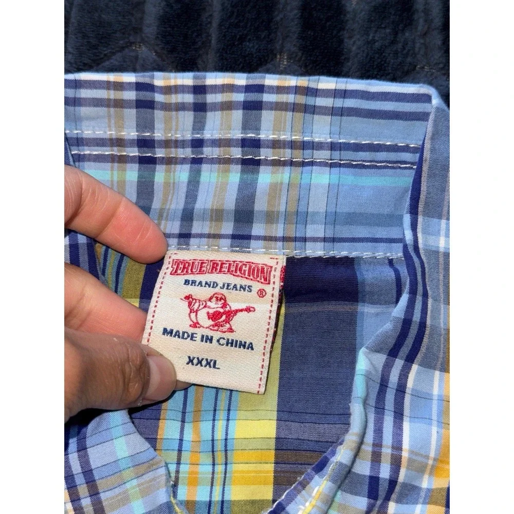 True Religion Mens Long Sleeve Paid Western Cotton Pearl Snap Size 3XL‎